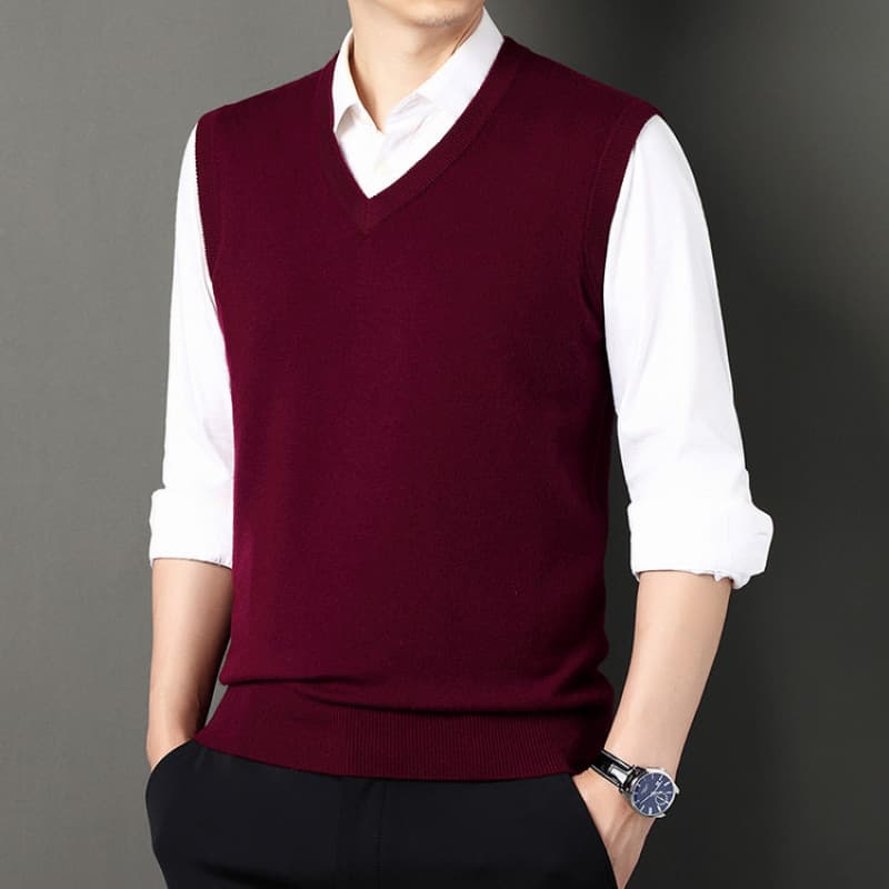 Foreign Trade Wholesale Cross-border 2025 Autumn/Winter New Style Medium Thick Full Wool Knit Vest, Weight 260g