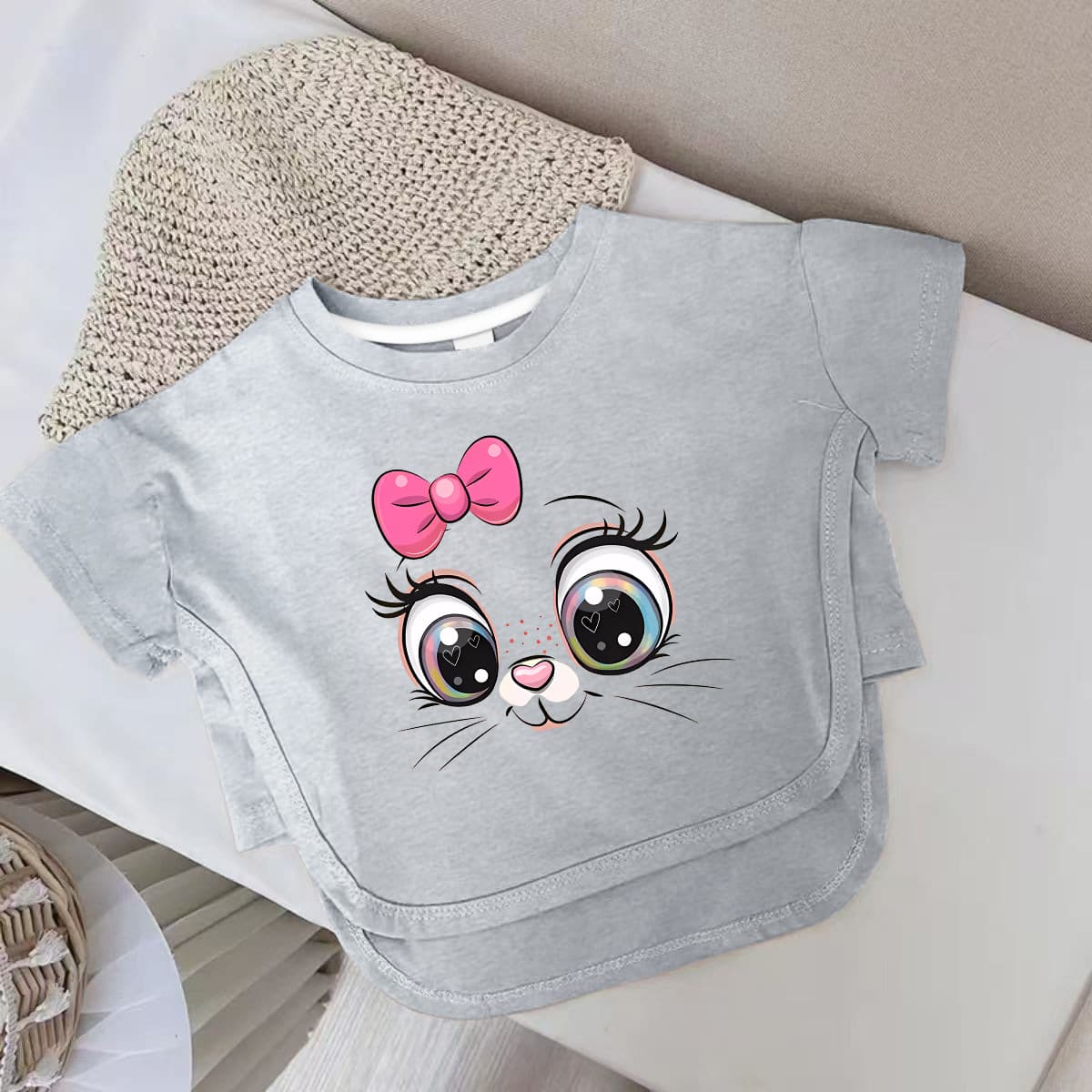 Summer Korean Style Short Sleeve T-Shirt for Kids, New Fashion Children's Clothing for Boys and Girls, Cross-Border Cotton
