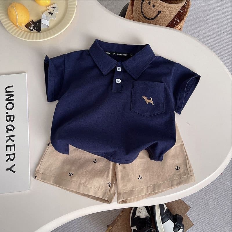 Baby boy summer clothes summer POLO suit children's clothes handsome 2026 new short-sleeved children's two-piece set