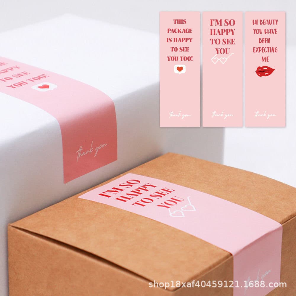 50 pink rectangular thank you stickers gift box packaging sealing stickers self-adhesive labels packaging supplies sealing stickers