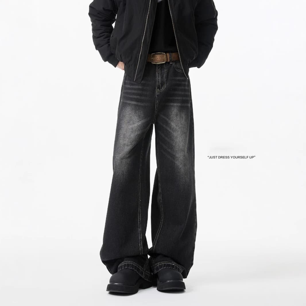 American High Street Washed Jeans Men's 2025 Spring and Autumn New Handsome Plus Size Loose Straight Leg Long Pants