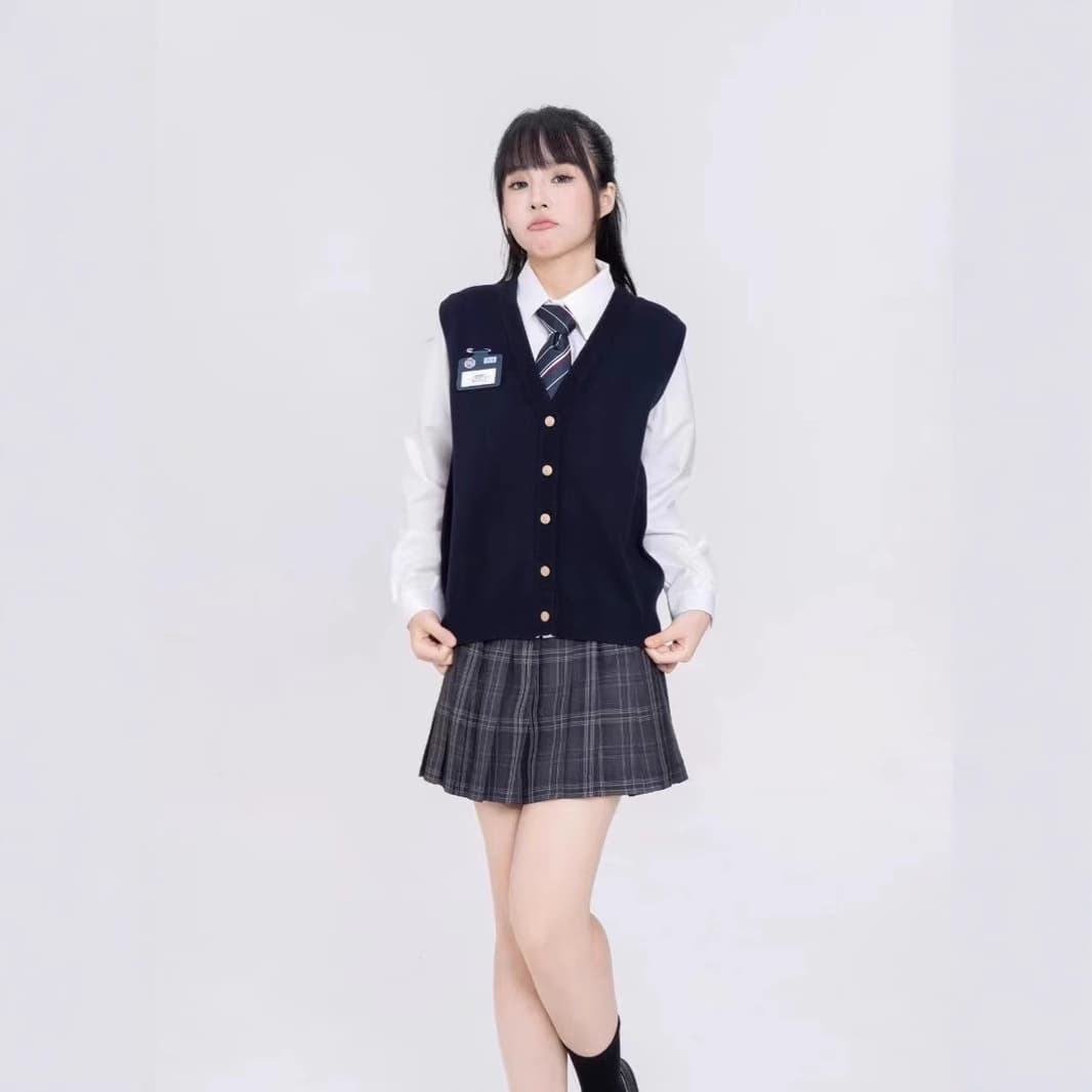 Gentle Knit Cardigan V-neck Vest JK Japanese School Style Coat Vest Sweater Black Outerwear Knit Vest