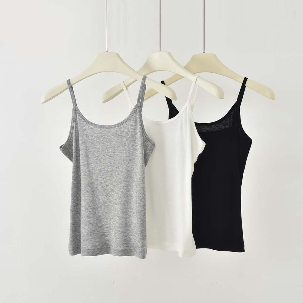 Tencel Wool Solid Color Camisole Tank Top for Women, Summer Lightweight Breathable Slim Fit Versatile Outerwear or Layering Top