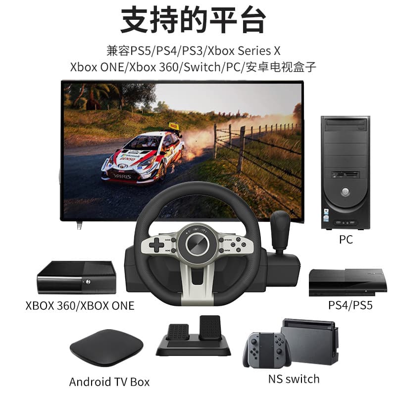 Factory Direct Racing Game Steering Wheel Compatible with Xbox/PS4/NS Game Steering Wheel