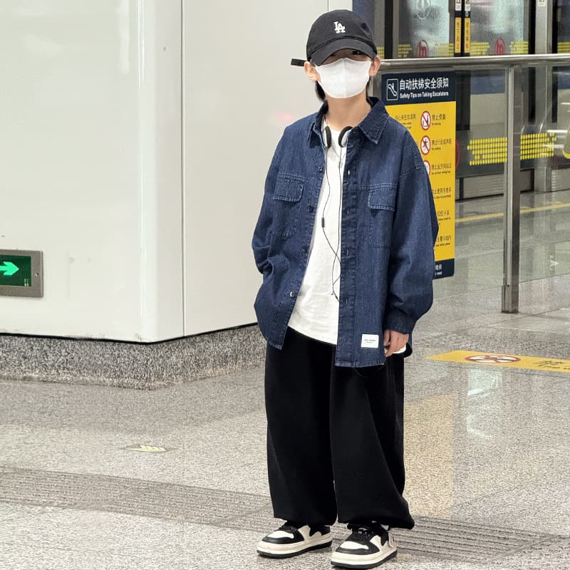 Baoduo kids' clothing boys' shirt children's denim jacket spring/autumn 2025 new top spring 100-170 trendy