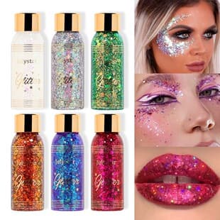 Sparkling Liquid Glitter, Stage Makeup Performance, Hair and Face Glitter Gel Eyeshadow without Glue