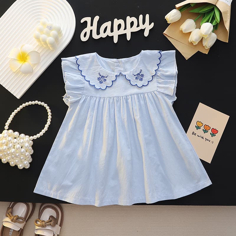 Summer Fashionable Princess Dress for Girls Baby Cotton Short Sleeve A-Line Skirt Children's Clothing Korean Style Infant Dress