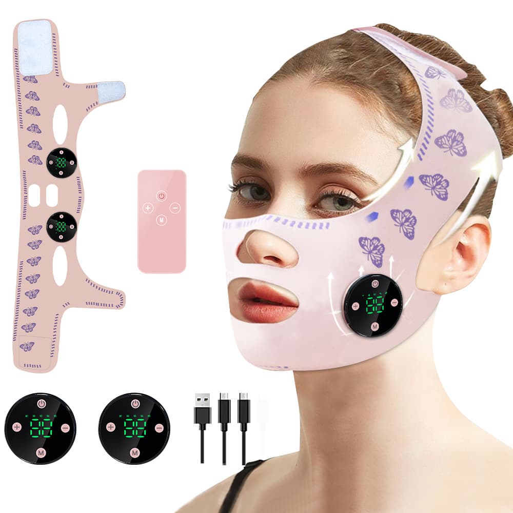 New Cross-Border EMS Microcurrent Low-Frequency Pulse Massage Smart Face Slimming Bandage Beauty Device V-Shape Face Mask