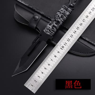 CSGO Paracord Knife Outdoor High Hardness Military Knife Stainless Steel Small Straight Knife Diving Leg Knife Wilderness Survival Self-Defense