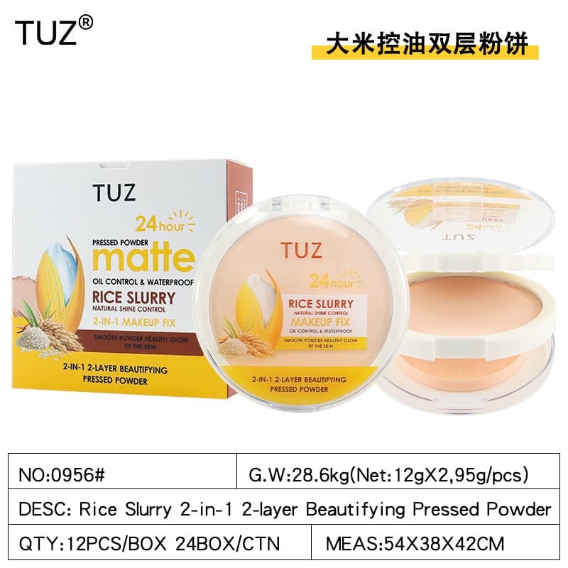 TUZ double-layer powder, long-lasting oil control with puff concealer, waterproof and sweat-proof, not easy to remove makeup, cross-border foreign trade in English