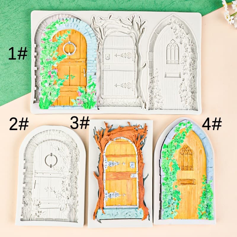 Vintage Exquisite Flower Door Decoration Chocolate Mold Fondant Chocolate Cake Decor Drop Glue Ornament Silicone Mold