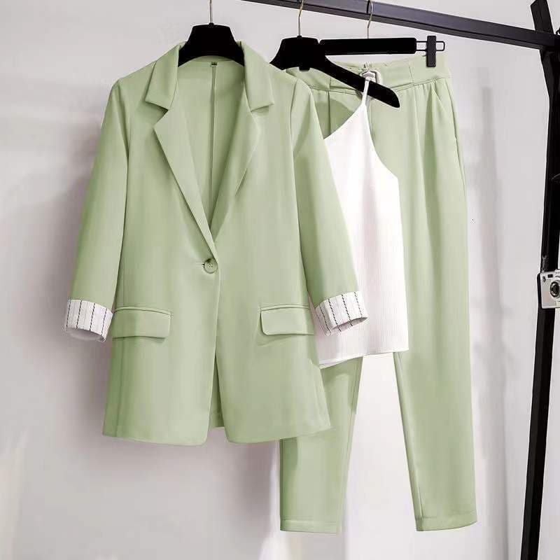 2025 new spring and autumn casual all-match suit suit small fragrance three-piece suit loose suit collar