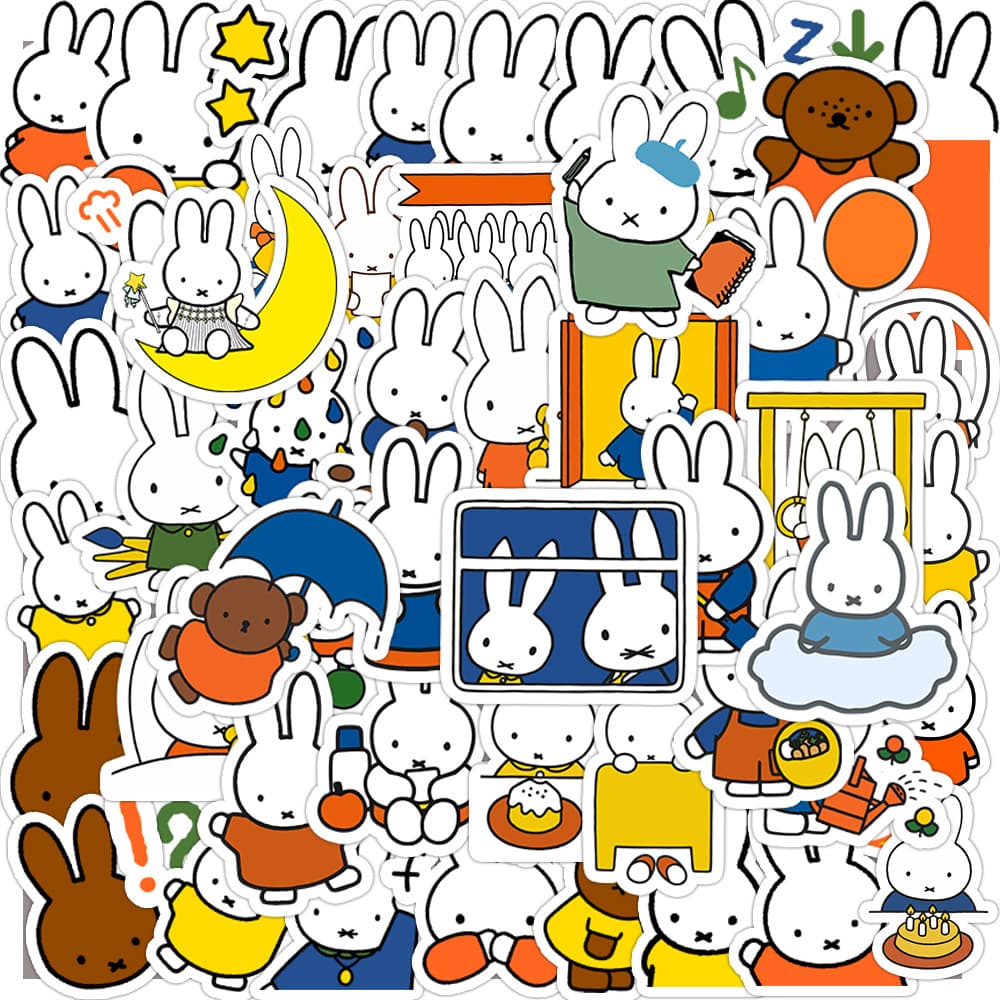 60 pieces of Miffy cartoon children's early education learning stickers waterproof stationery skateboard water cup stickers wholesale