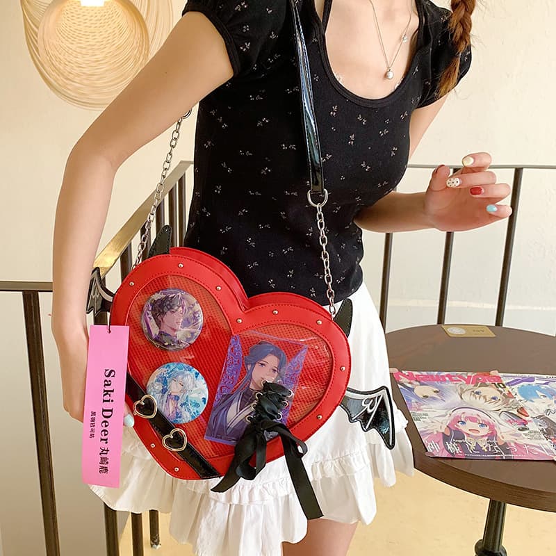 Original new two-dimensional love pain bag, trendy hot girl street shot shoulder bag for women, Halloween dress up doll bag