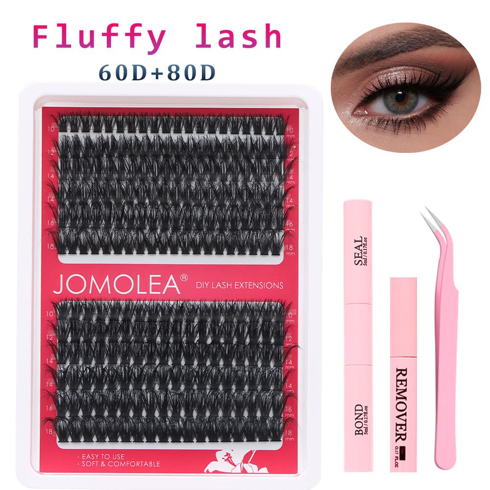 Amazon 60D+80D Cross-Border Thick Fluffy European and American False Eyelashes Extension Glue Set Bond&Seal