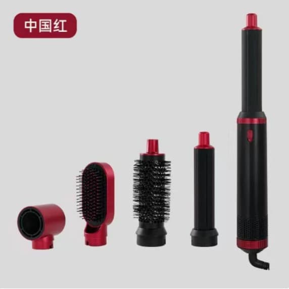 Cross-Border Hot Selling Hot Air Brush 5-in-1 Curling Iron Straightening Curling Dual-Use Hair Styling Brush Electric High-Speed Hair Dryer