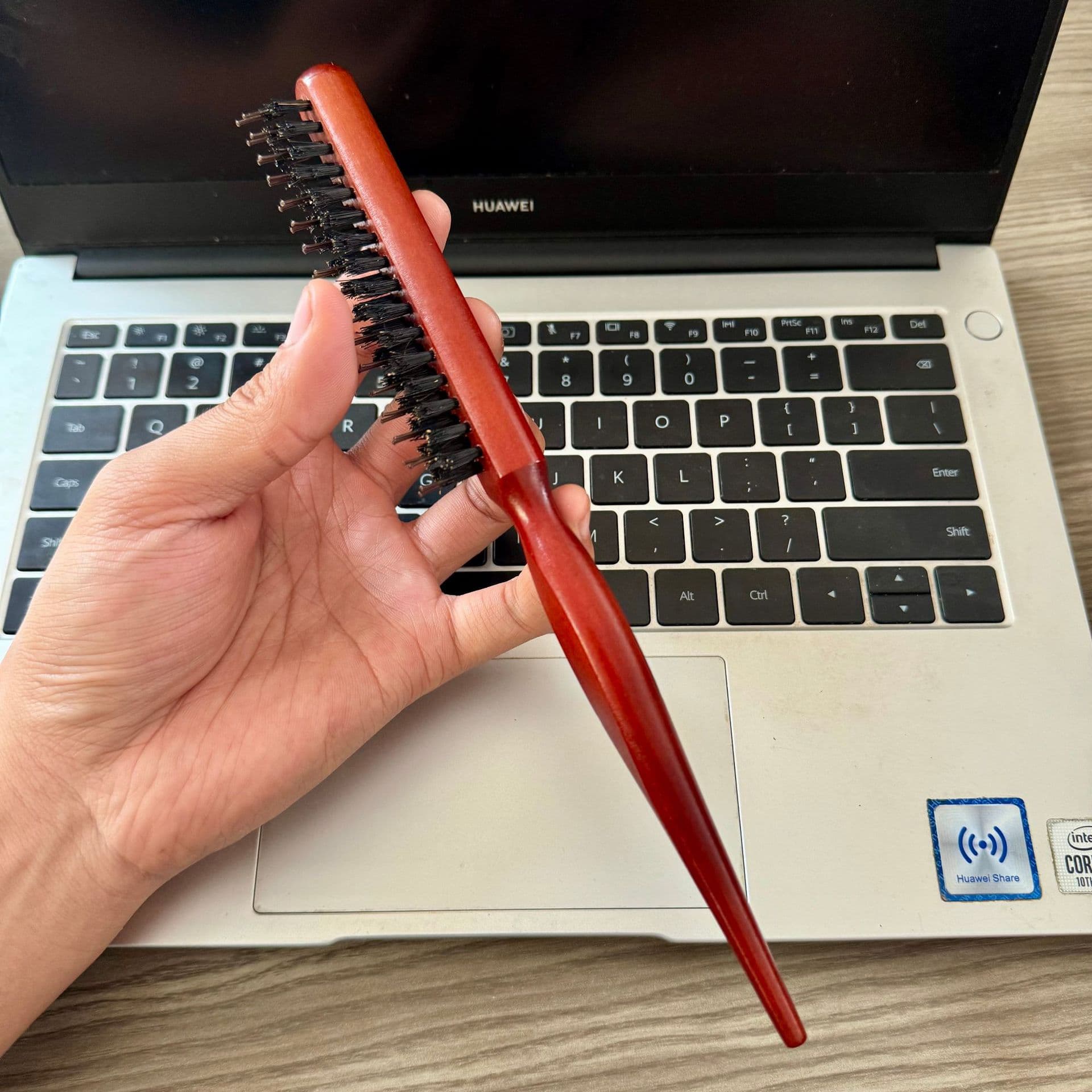 [Trending Hot Item] Boar Bristle Three-Row Wooden Comb Narrow Teeth Hair Comb Teasing Comb Styling Makeup Comb Rat Tail Comb