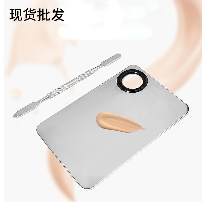 In-stock foundation palette, makeup color palette, makeup artist lipstick, cosmetics, beauty ring, foundation mixing tray