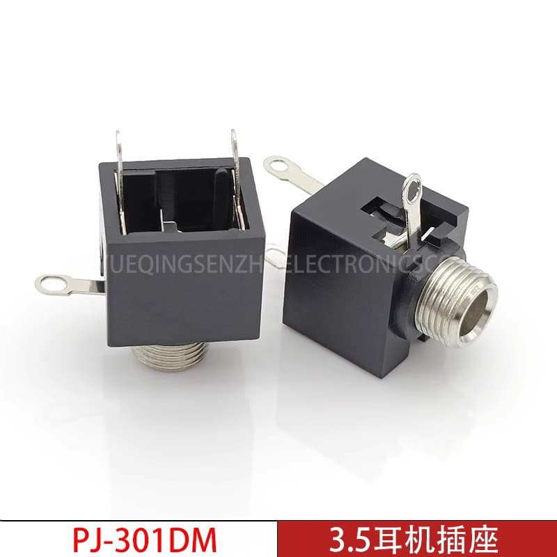 3.5mm Headphone Jack PJ-301DM 3.5mm Audio Video Jack 3-Pin Vertical Stereo Jack with Thread