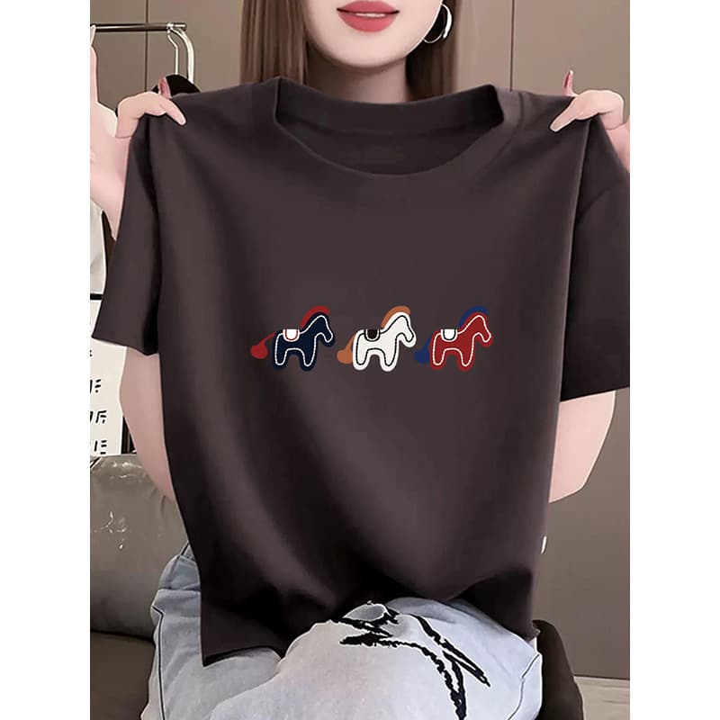 2026 summer new style right shoulder pure cotton short-sleeved T-shirt women's casual fashion versatile slimming age-reducing top basic style