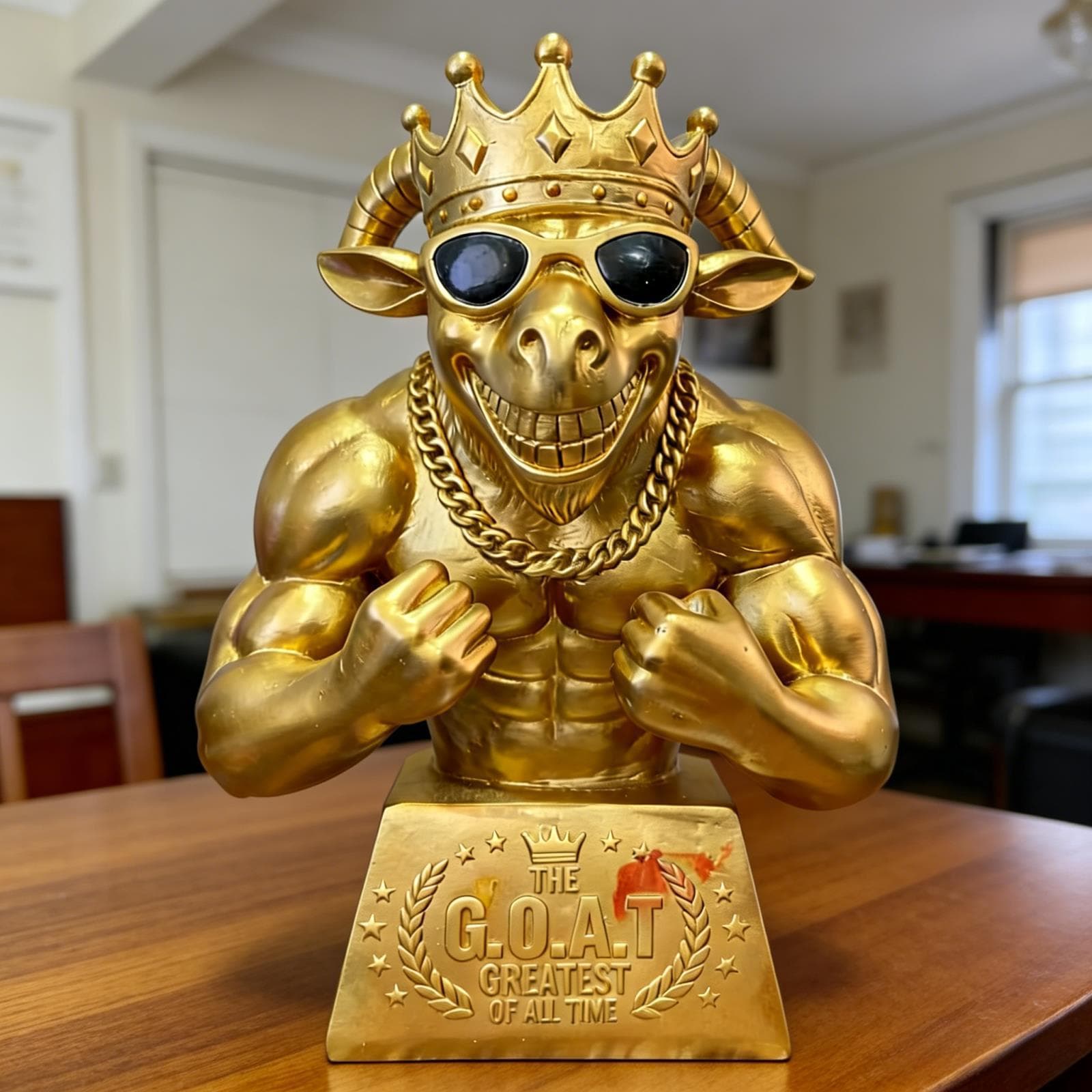 Cross-border Goat Trophy Funny Trophy Football Office Party Winner Player Trophy Desktop Statue Ornament