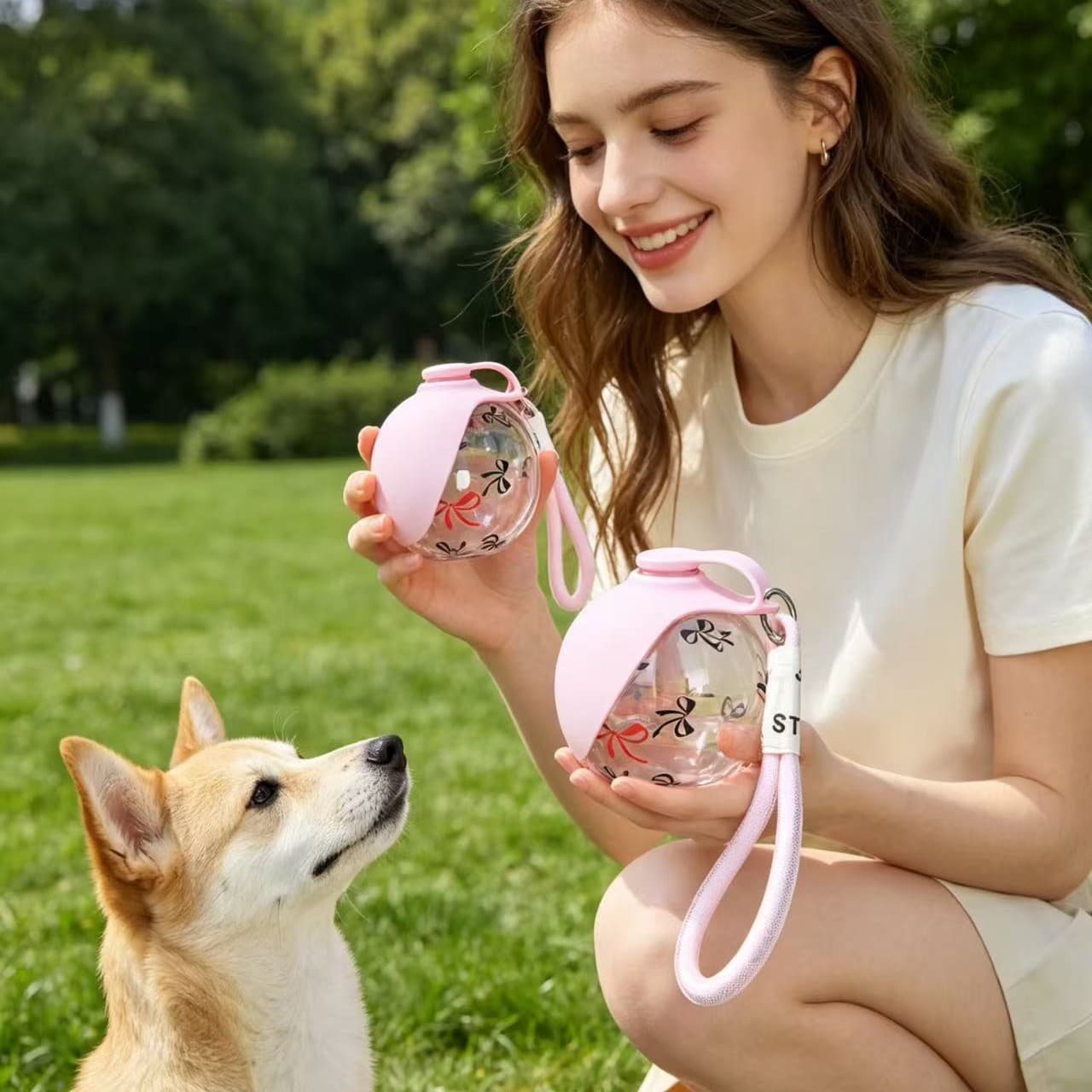 Pet Supplies Food-Grade Plastic Water Bottle Silicone Dog Bowl Cup Outdoor Cat Dog Foldable Portable Pet Water Dispenser