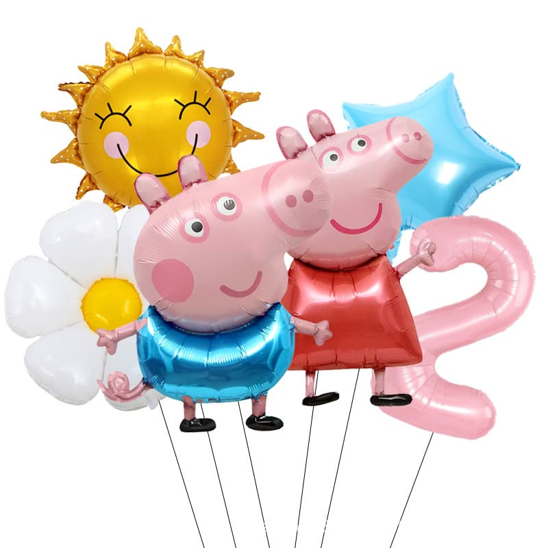 Cross-border 18-inch Peppa Pig shaped aluminum film balloon cartoon piglet standing baby birthday party decoration supplies arrangement