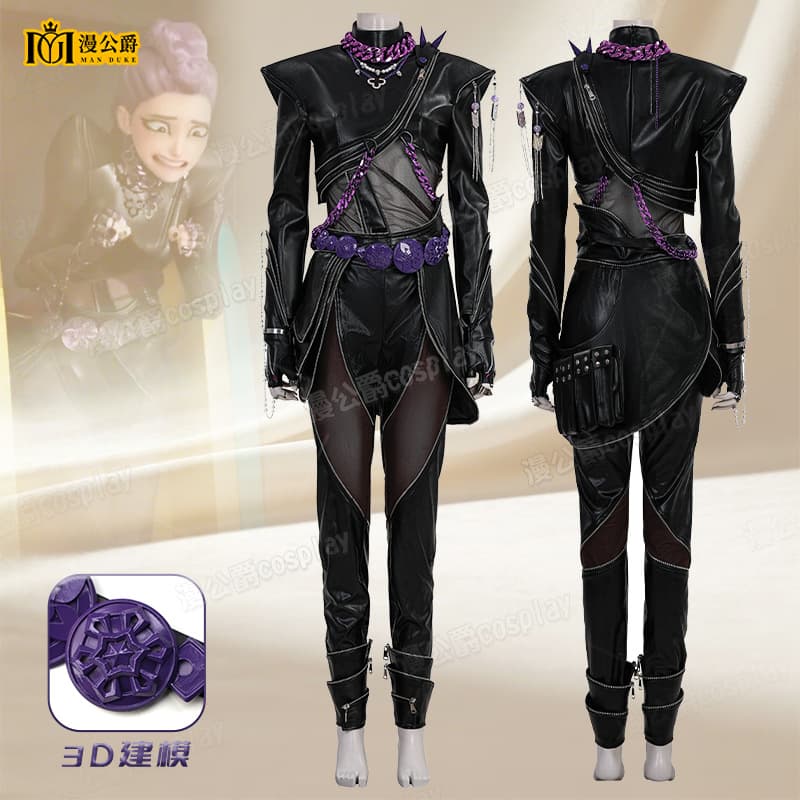 Man Duke Kpop Witch Hunter Girl Group Rumi Cosplay Stage Outfit Gothic Punk Leather Jacket Style Performance Costume