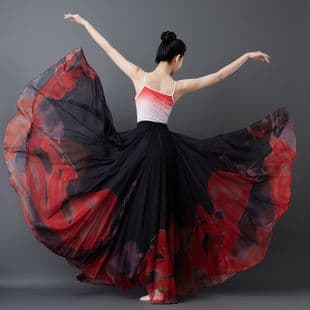 Classical Dance Flame Gradient Tencel 900-Degree Full Skirt 14-Meter Dance Performance Costume Ethereal Flowing Square Dance