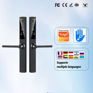 Thermal Break Aluminum Narrow Frame Double Door Waterproof Fingerprint Lock, Sliding Door Smart Lock, Electronic Door Lock, Tuya Remote