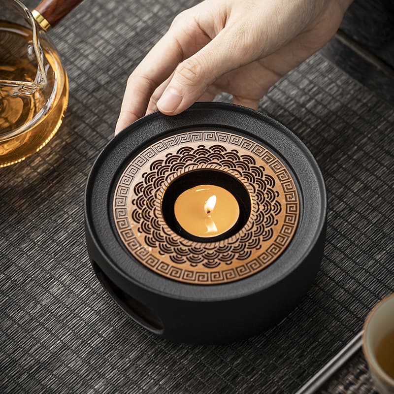 Tea warming stove, small candle-heated base for heat retention and aroma enhancement, tea roasting stove, and hot tea candlestick.