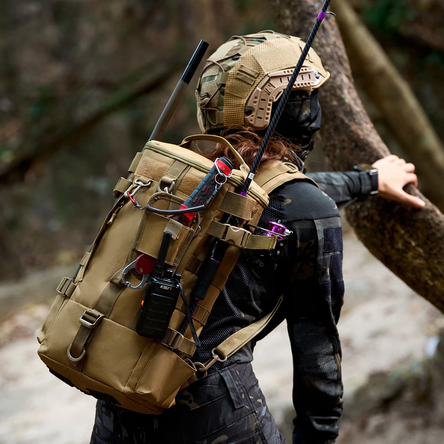 Cross-border outdoor men's backpack, multi-purpose large-capacity shoulder portable travel bag, fishing pole lure bag