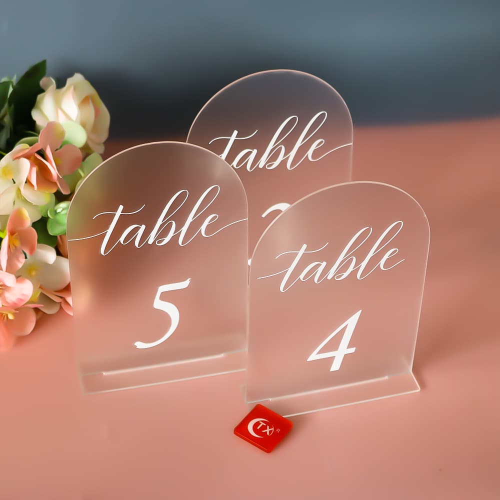 TX Cross-border Acrylic Transparent Arch Half-Circle Numbered Seat Card Party Decoration Wedding Table Place Card