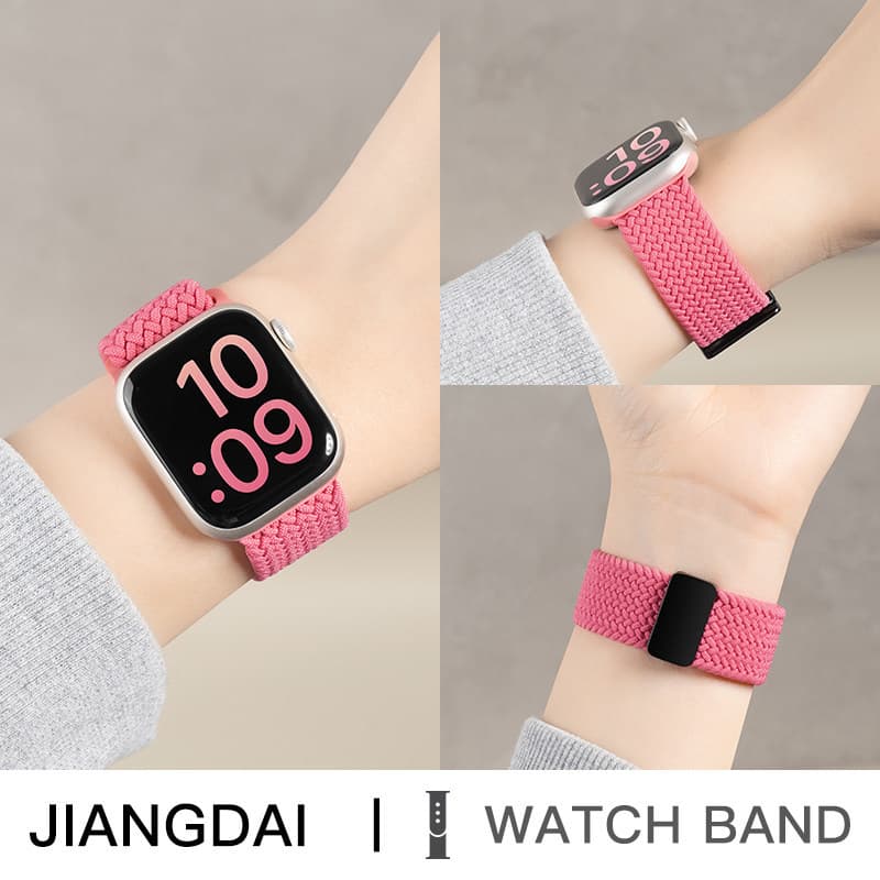 Compatible with Apple S10 iWatch 9 Barbie Pink Woven Nylon S11 New Style S8 Sport S7 Premium S6 Band