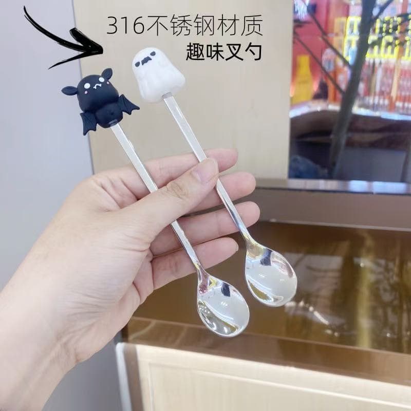 Cross-border 316 stainless steel spoon creative Halloween doll spoon and fork internet celebrity dessert bird's nest spoon coffee stirring spoon