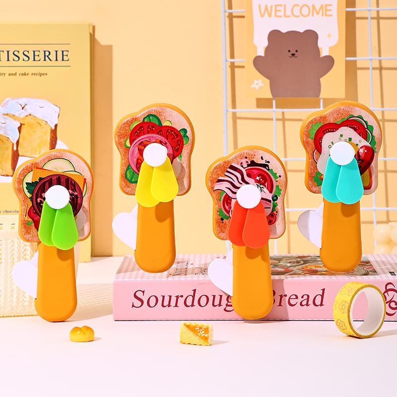 Children's Toast Cartoon Outdoor Toy Catering Industry Advertising Fan Gift Mini Handheld Press Fan