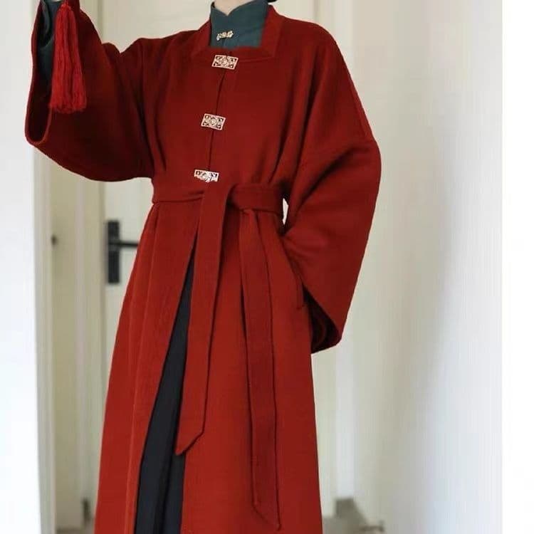 Tingxun Jiayin Autumn/Winter New Chinese-style Red Original Hanfu Coat for New Year, Wedding, Banquet Toast, and Outerwear