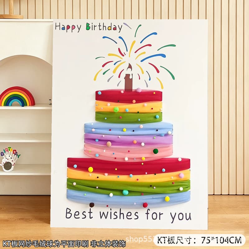 Birthday Cake Kt Board Kids Birthday Scene Decoration Welcome Sign Girl Baby Outdoor Photo Prop Gift