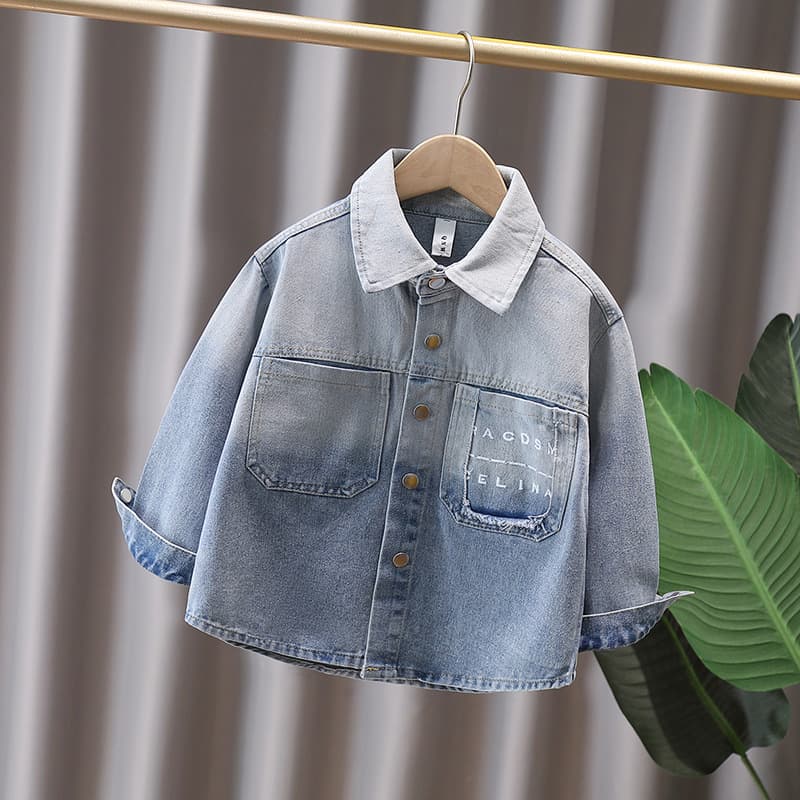 Boys' Denim Shirt Spring/Autumn Style Children's Thin Jacket 2025 New Arrival Stylish Boy Turn-down Collar Autumn Long Sleeve Shirt