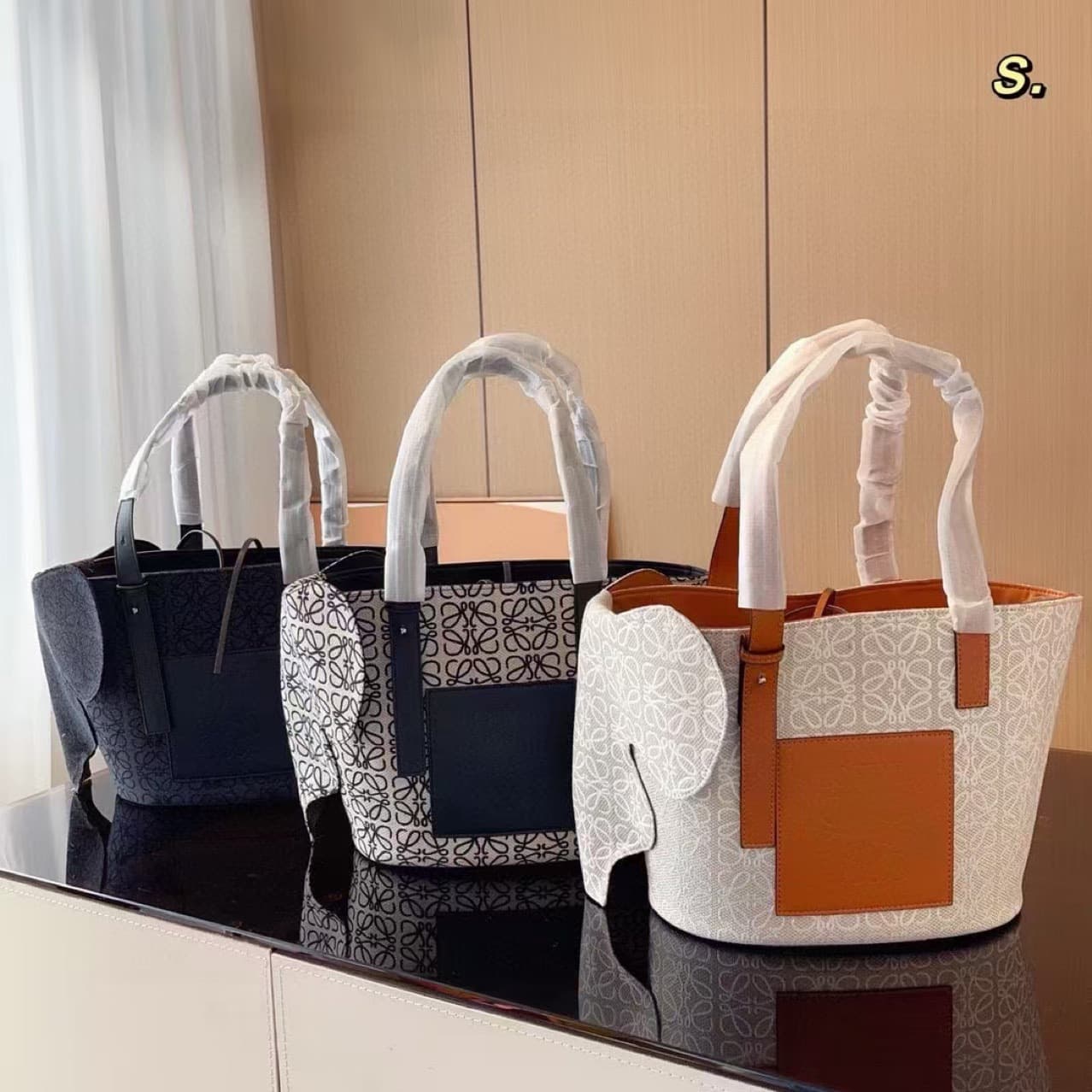 High-quality Luojia presbyopic elephant tote handbag large-capacity shopping tote bag high-end versatile vegetable basket for women