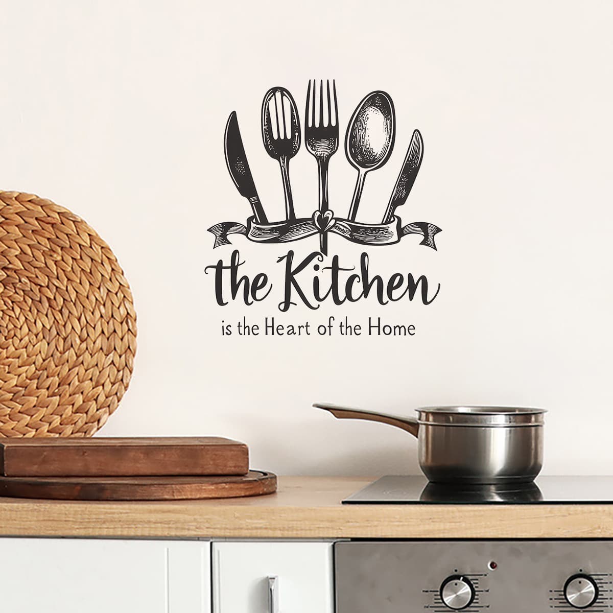 ACC33331 Kitchen Knife Fork Cutlery Pattern Home Kitchen Dining Room Background Wall Decorative Self-Adhesive Wall Sticker