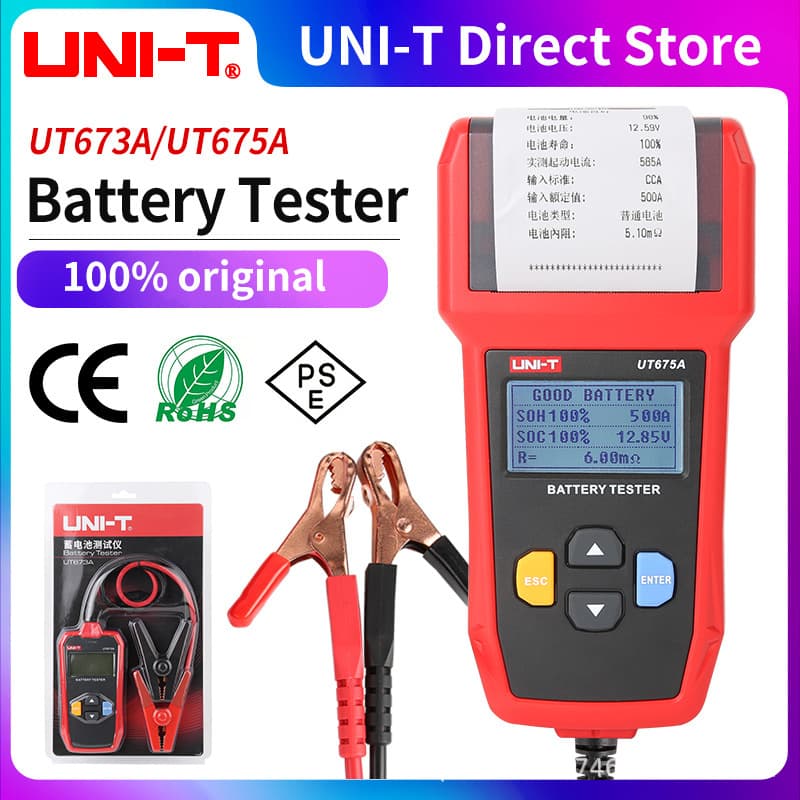 Unilide UT673A/UT675A Battery Tester 12V/24V Car Battery Tester Charging Test