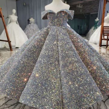 Girls Runway Princess Dress with Sequins, Children's Birthday Host Evening Gown, Girls Bold Piano Performance Costume