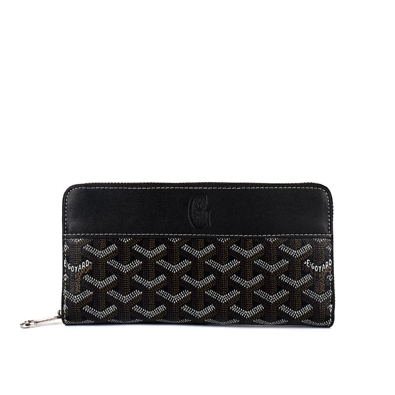 2024 New Dog Tooth Zipper Wallet Goyard Y-Style Long Wallet Men Women Letter Money Clip Genuine Leather Bag