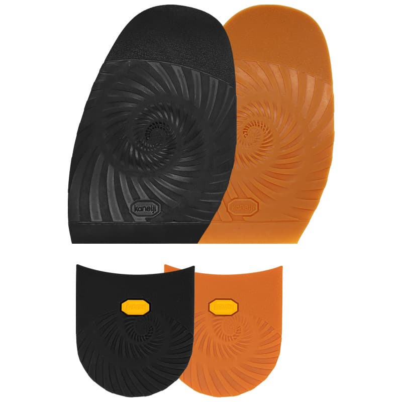 Kaneiji shoes with thin forefoot and heel soles and anti-slip pads on the outsole.