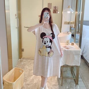 2025 Summer Plus Size Double-Sided Cartoon Print 135g Soft Cotton Short Sleeve Dress Wholesale Drop Shipping