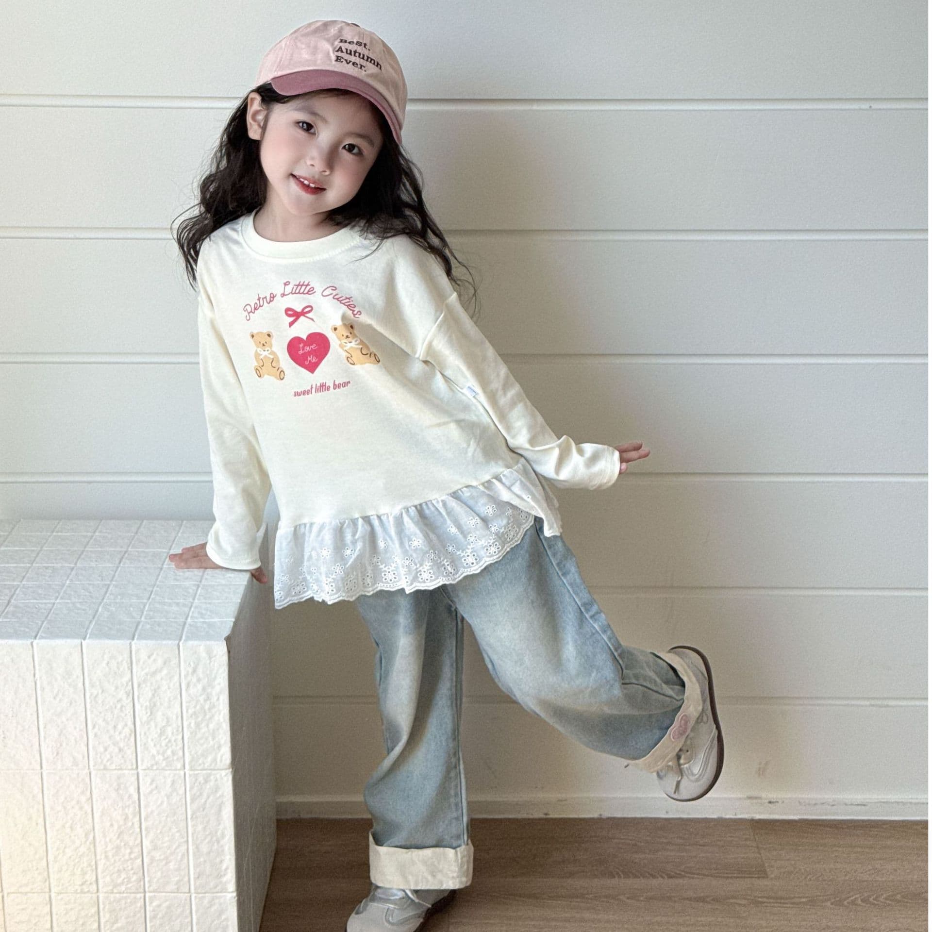 Parent-child Pure Cotton Long-sleeve Spring/Autumn Style Children's Loungewear Outer Wear Girl Medium/Large Kids Round Neck Print Fashion New