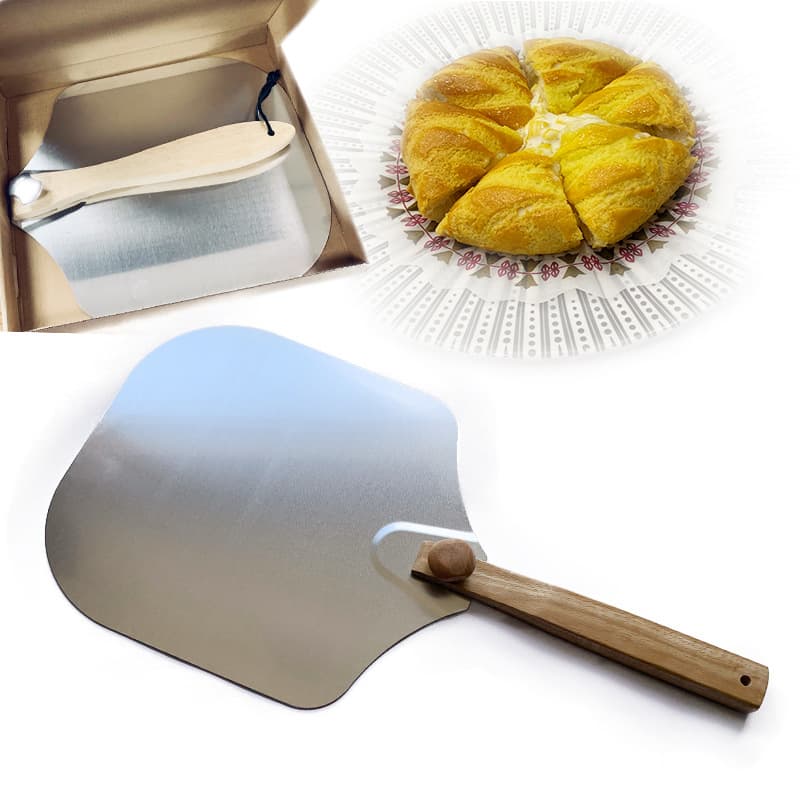 Rotating wooden handle pizza shovel baking tool, aluminum pizza shovel set, pizza oven pizza stone transfer spatula