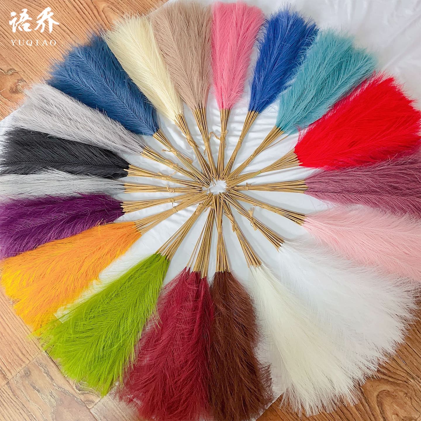 Cross-border Reed Artificial Flower Pampas Grass Amazon Fake Bulrush Fireworks Reed Artificial 7-Branch Reed Fake Greenery