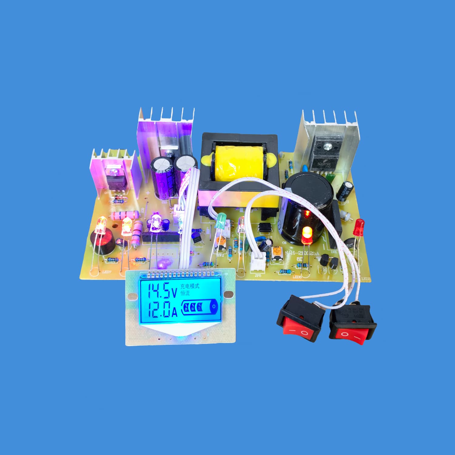 High-power circuit board for car battery charger, forklift battery LCD charging board, 12V/24V automatic recognition